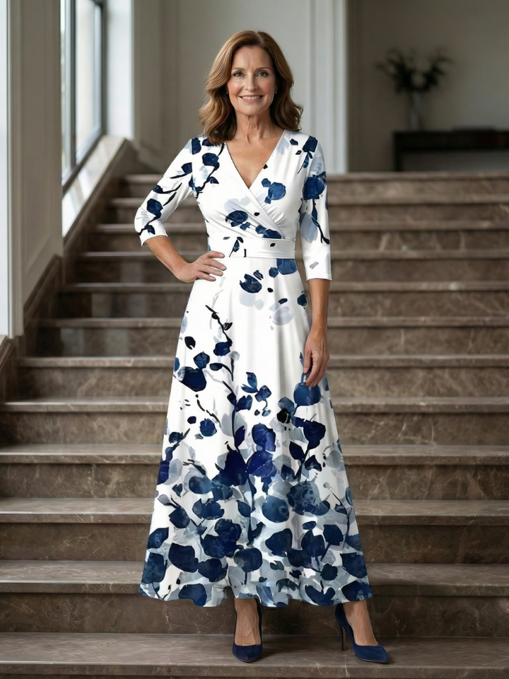 Celine | Midi Dress with Wrap Collar