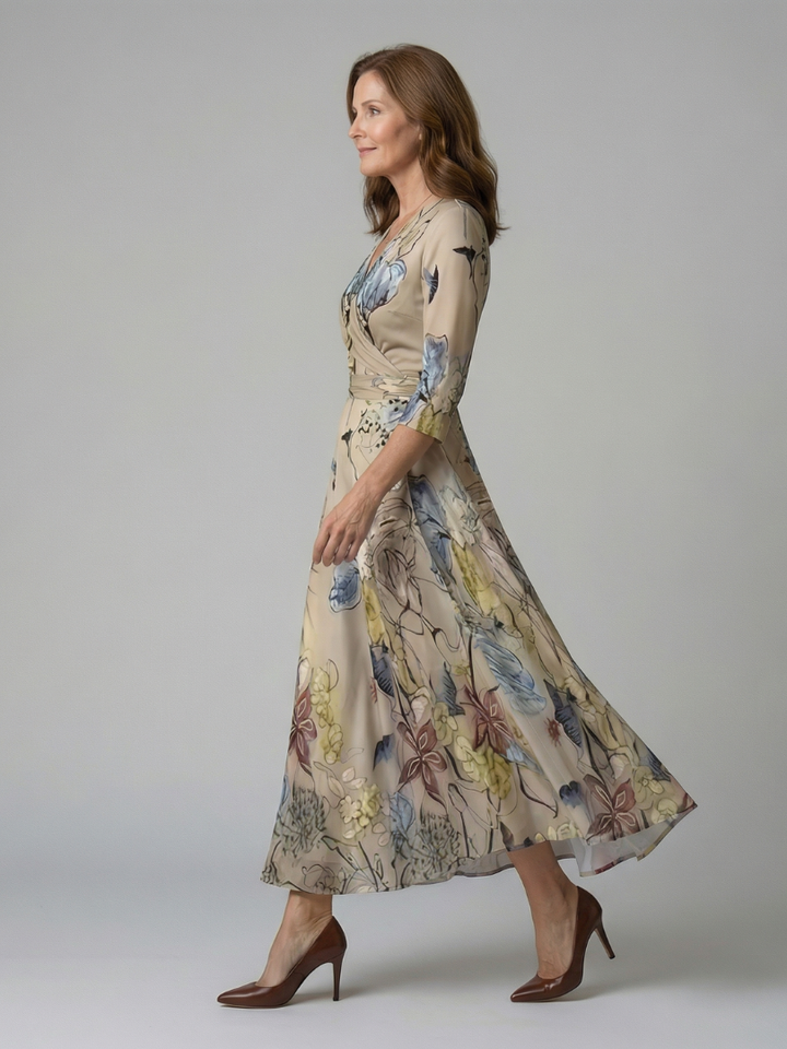 Celine | Midi Dress with Wrap Collar