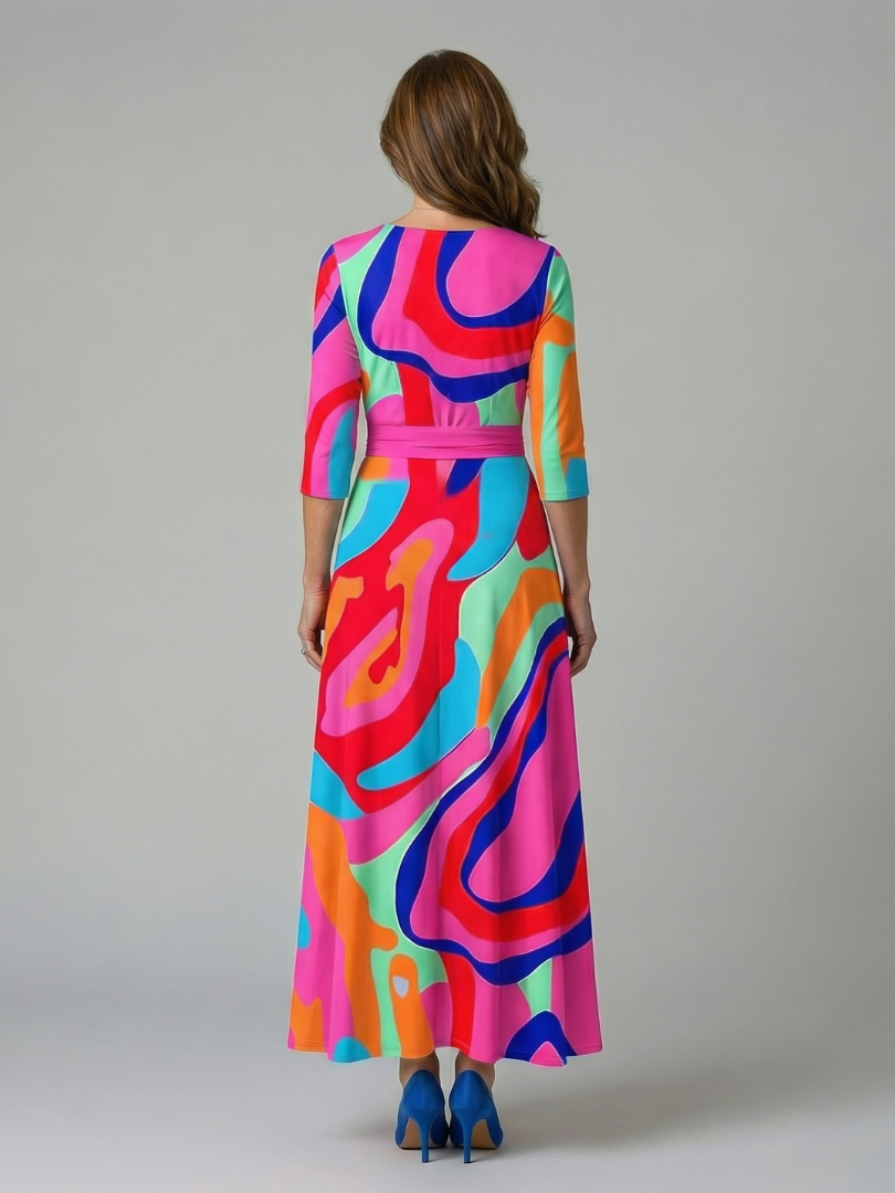 Celine | Midi Dress with Wrap Collar