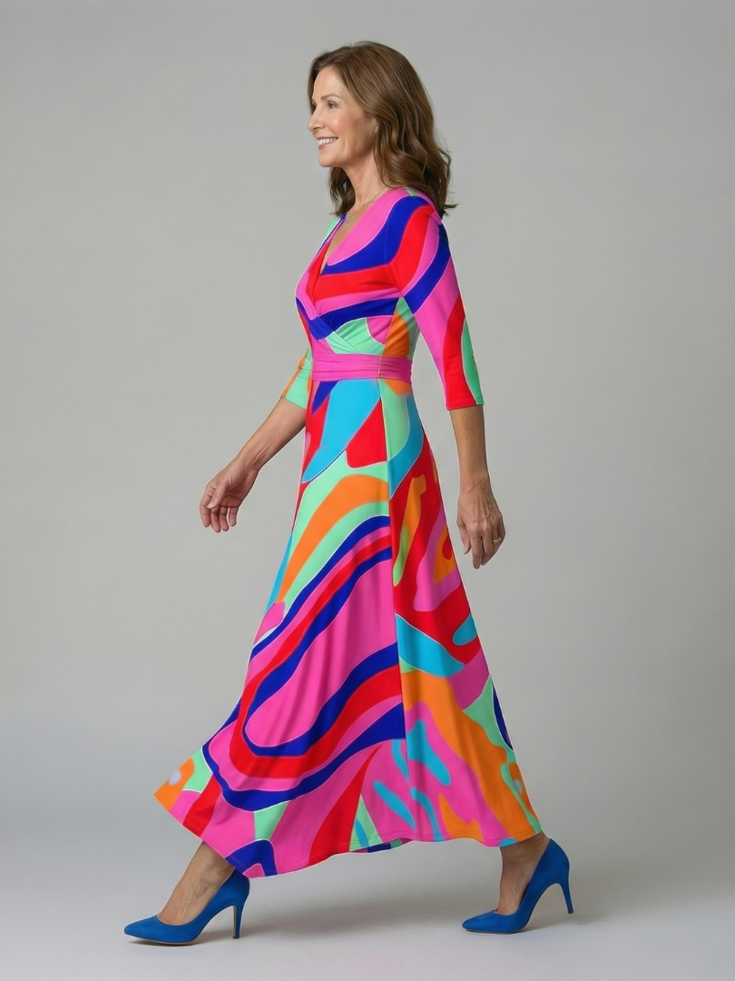Celine | Midi Dress with Wrap Collar