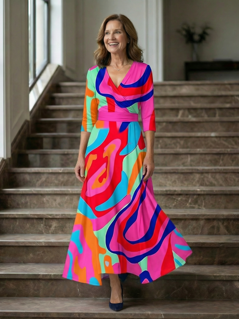 Celine | Midi Dress with Wrap Collar