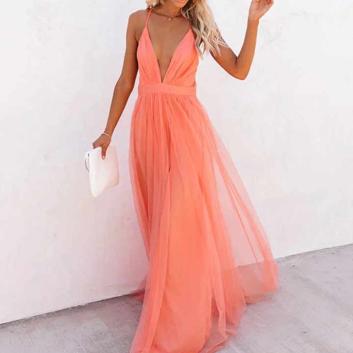 Lisa | Coral Light Maxi Dress