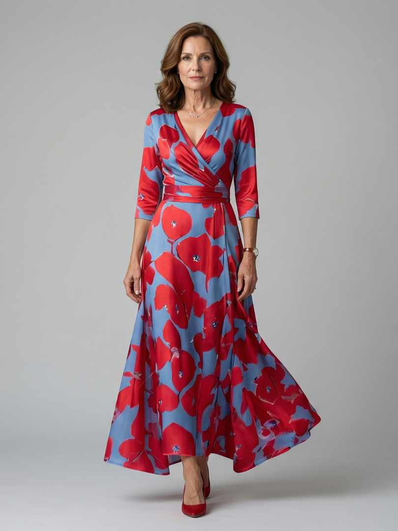 Celine | Midi Dress with Wrap Collar
