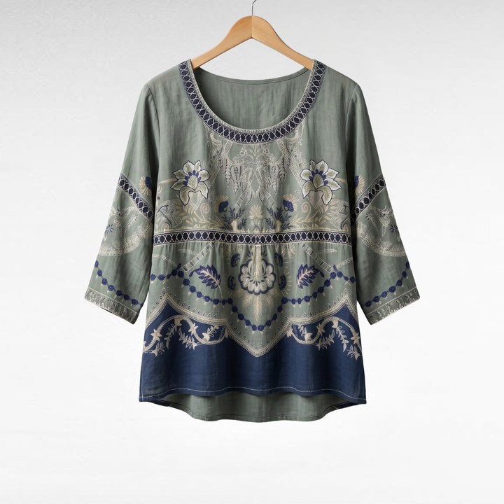Luciana | Elegant linen blouse with floral print