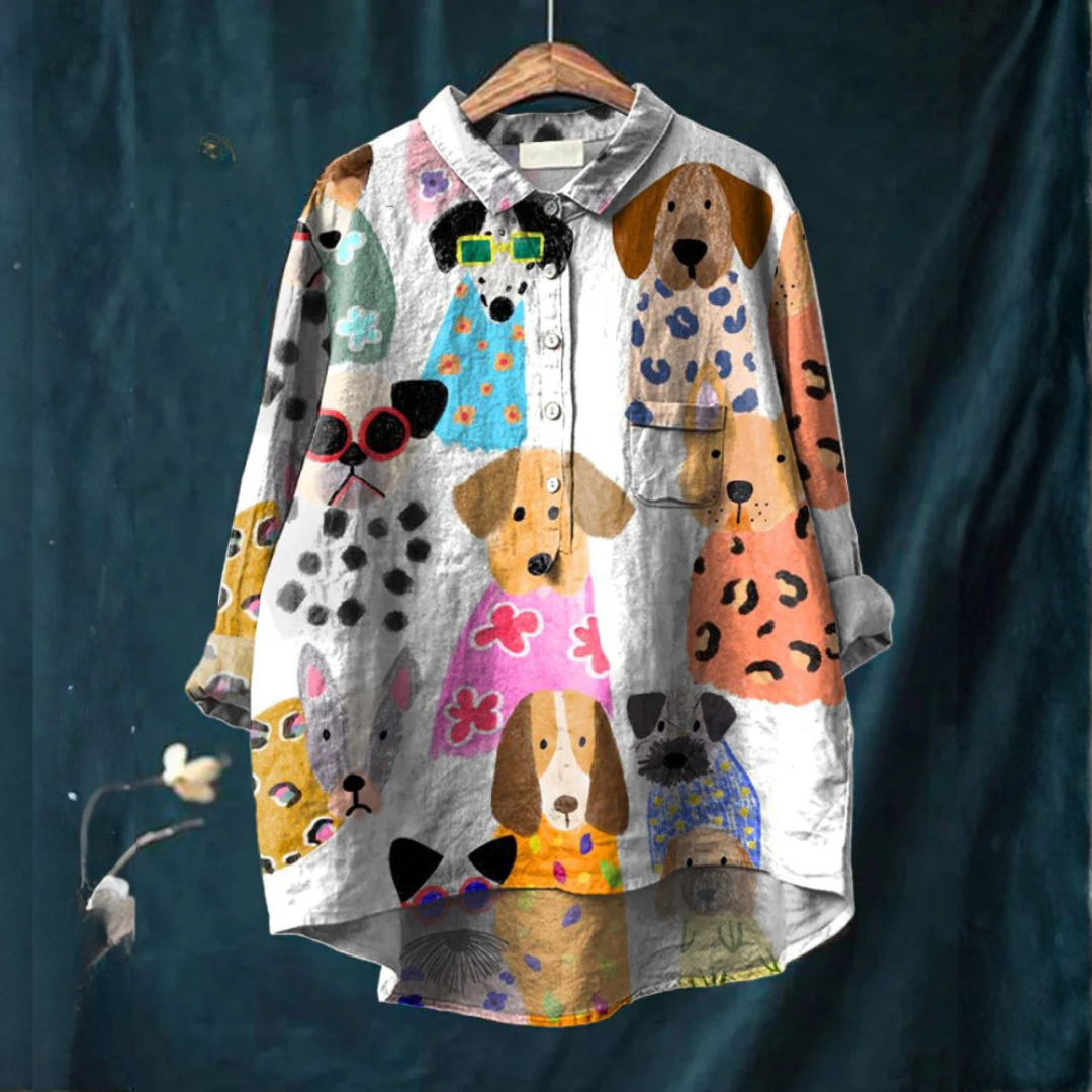 Teresa – Linen Shirt with Pattern