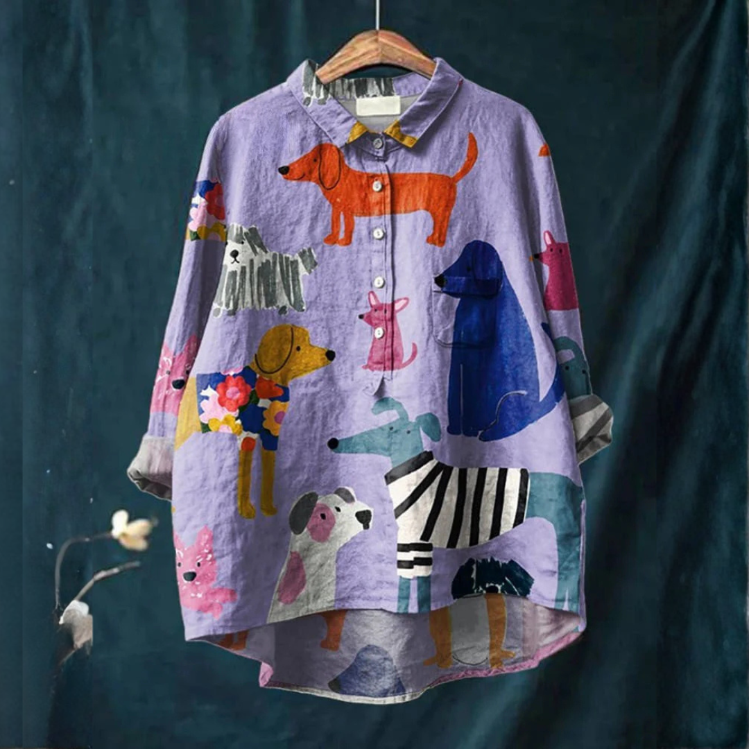 Ginevra – Linen Shirt with Pattern