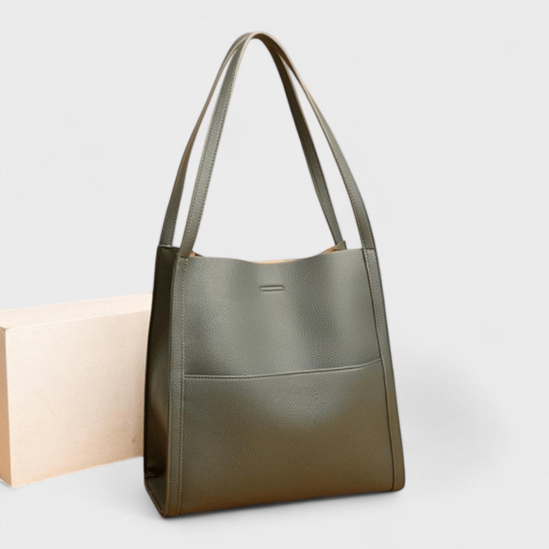 Fera - Solid Color Genuine Leather Crossbody Bag