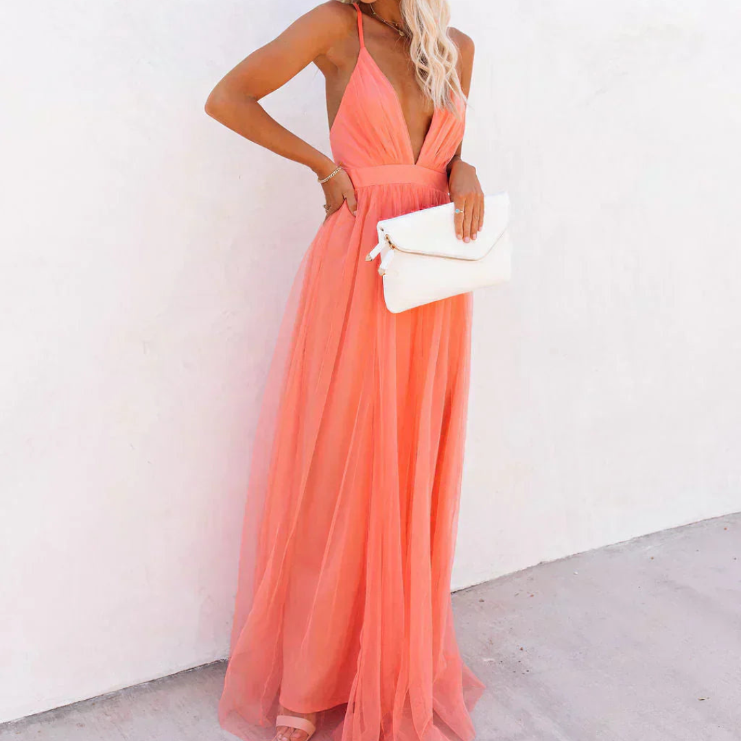 Lisa | Coral Light Maxi Dress