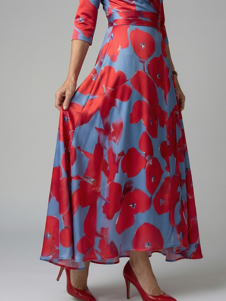 Celine | Midi Dress with Wrap Collar