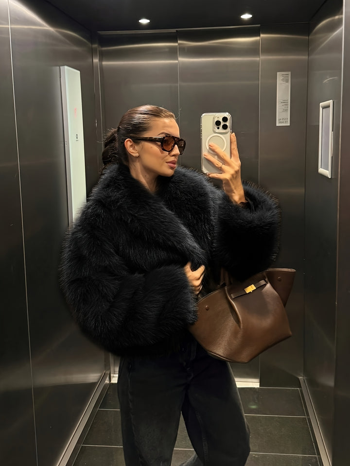 Nep Winter Warme Mode Pluche Korte Jas voor Vrouwen