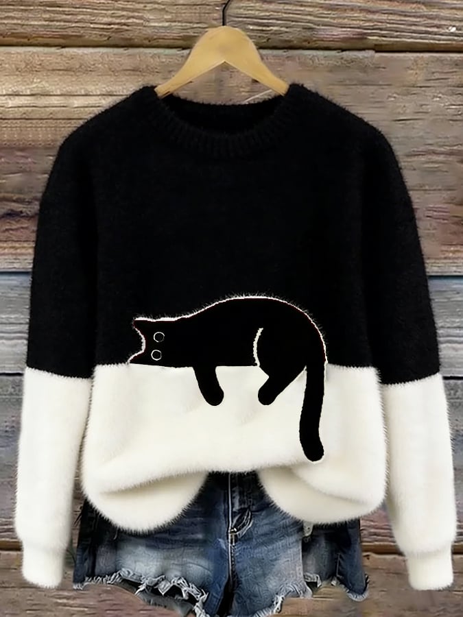 Luna | Women's Sweatshirt with Cat Print