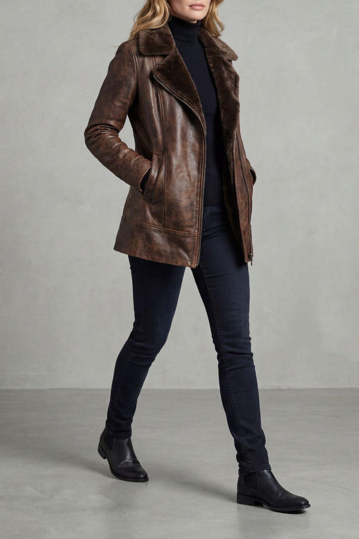 Ravella – Shearling-lined elegance – Leather jacket