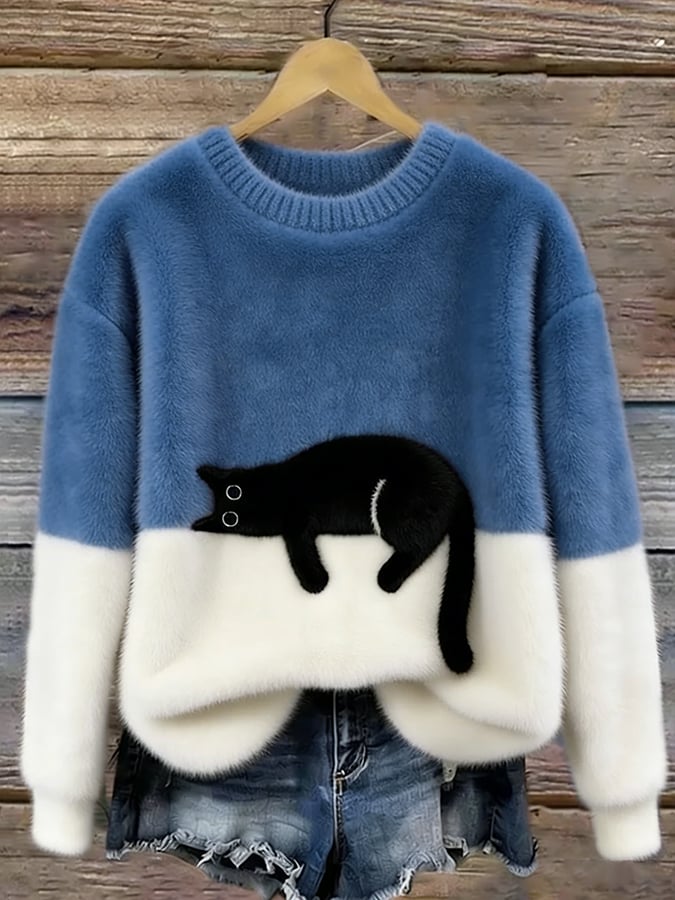Luna | Women's Sweatshirt with Cat Print
