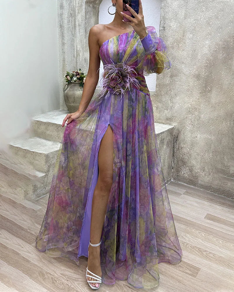 Orit™ | Asymmetrical Dress with One Sleeve and Slit