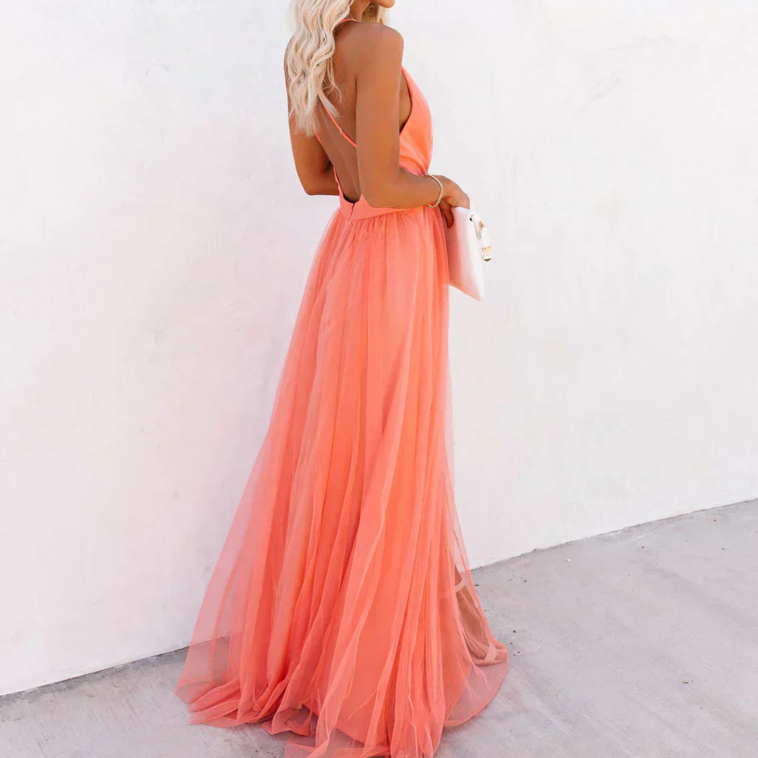 Lisa | Coral Light Maxi Dress