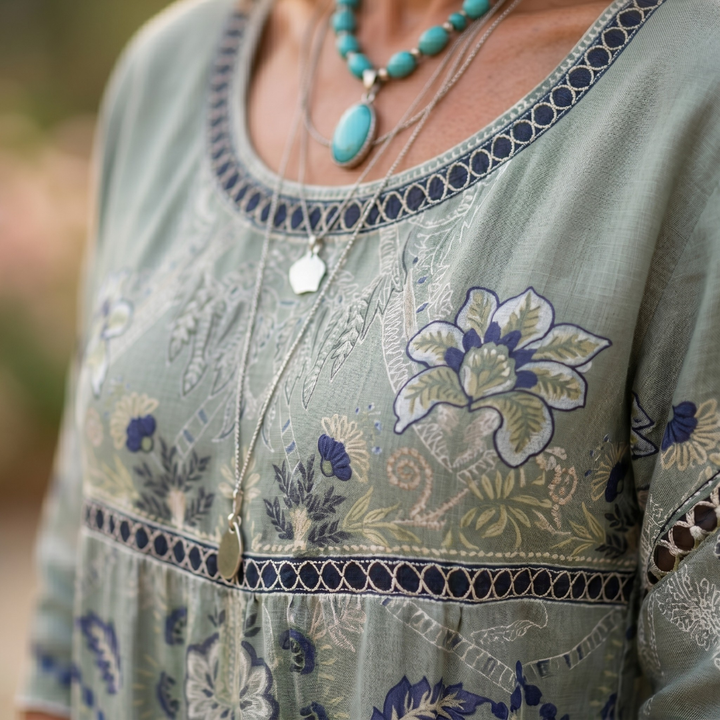 Luciana | Elegant linen blouse with floral print