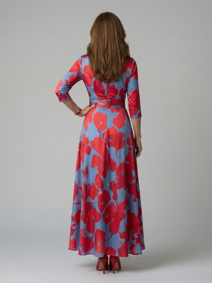 Celine | Midi Dress with Wrap Collar