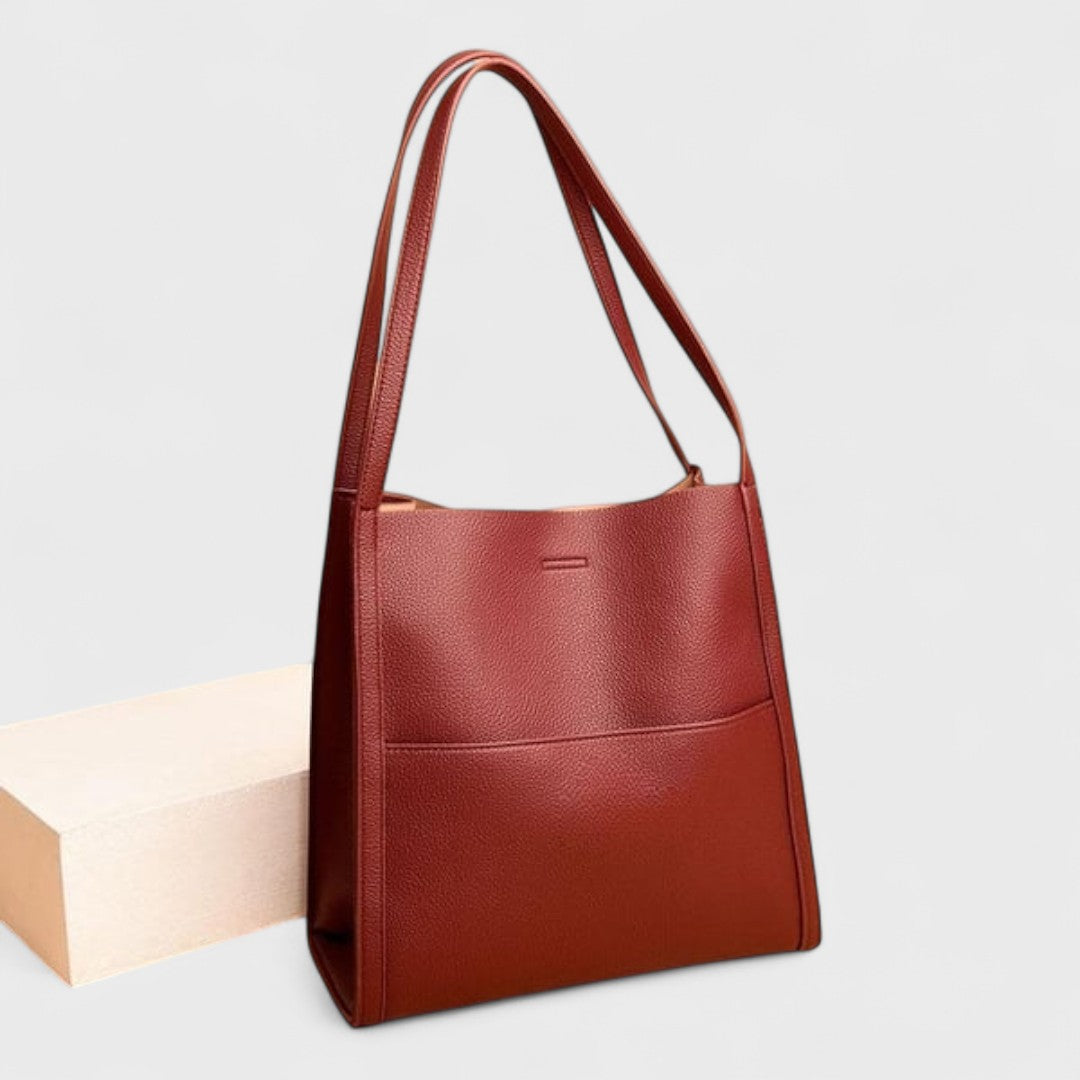 Fera - Solid Color Genuine Leather Crossbody Bag