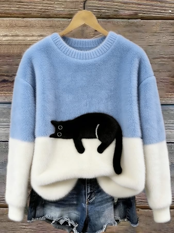Luna | Women's Sweatshirt with Cat Print