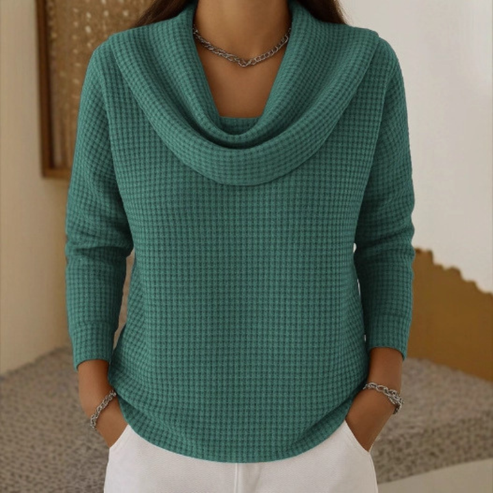 Amber™ Warm Sweater with Elegant Waterfall Neckline