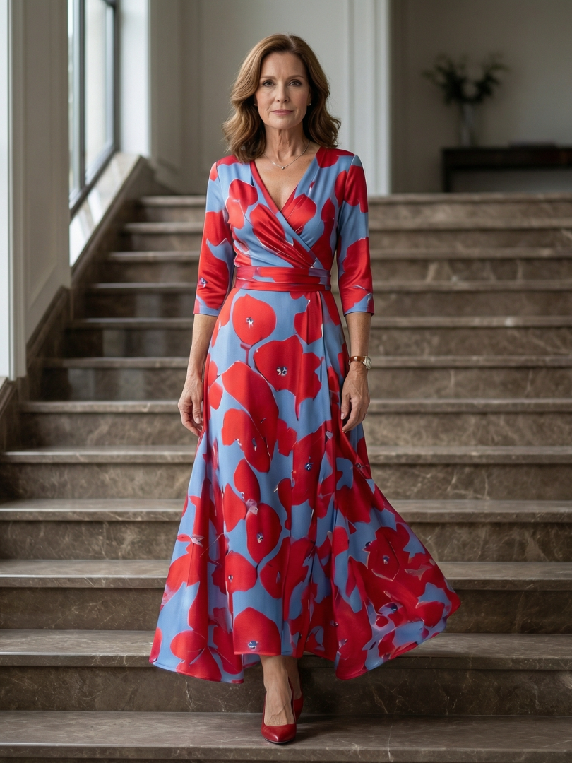 Celine | Midi Dress with Wrap Collar