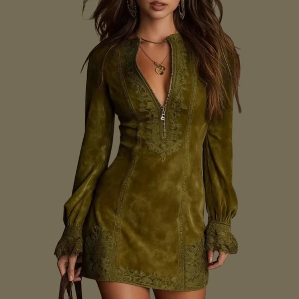 JASMINE | Suede Look Mini Dress