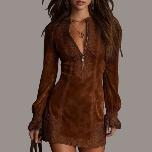 JASMINE | Suede Look Mini Dress
