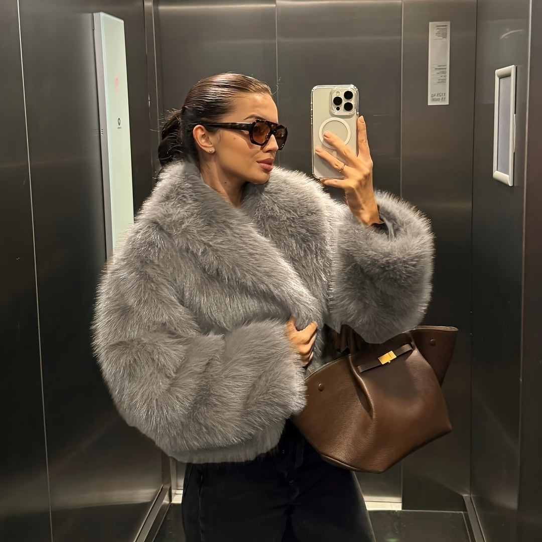 Nep Winter Warme Mode Pluche Korte Jas voor Vrouwen