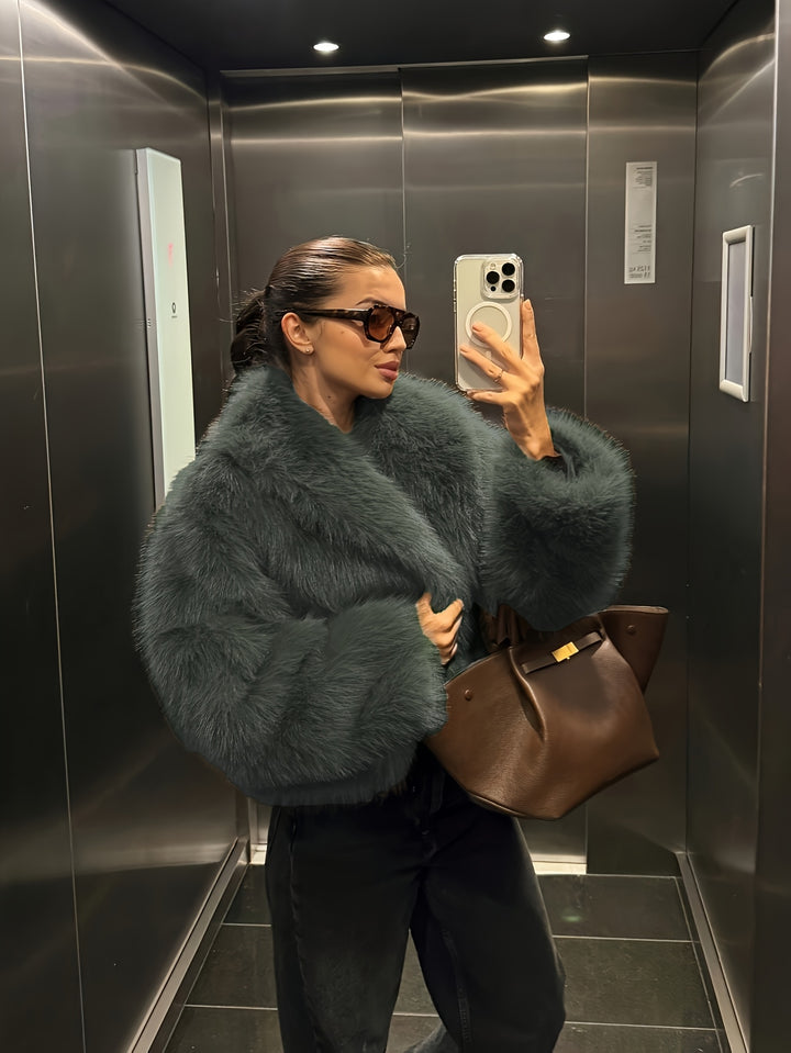 Nep Winter Warme Mode Pluche Korte Jas voor Vrouwen