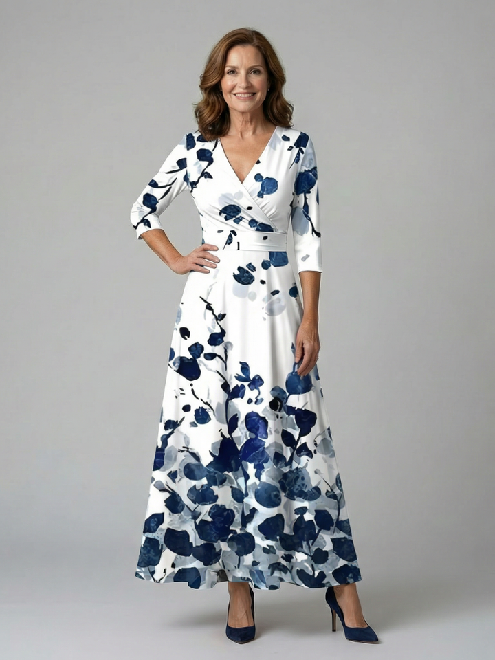 Celine | Midi Dress with Wrap Collar