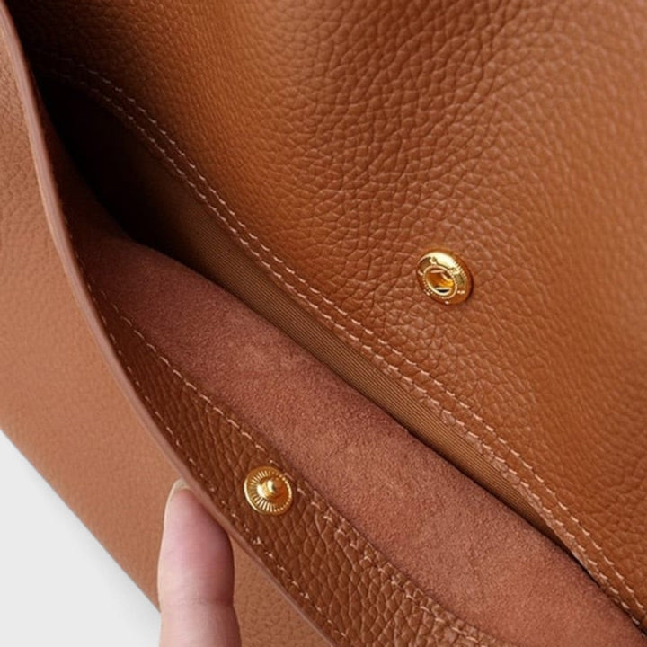 Fera - Solid Color Genuine Leather Crossbody Bag
