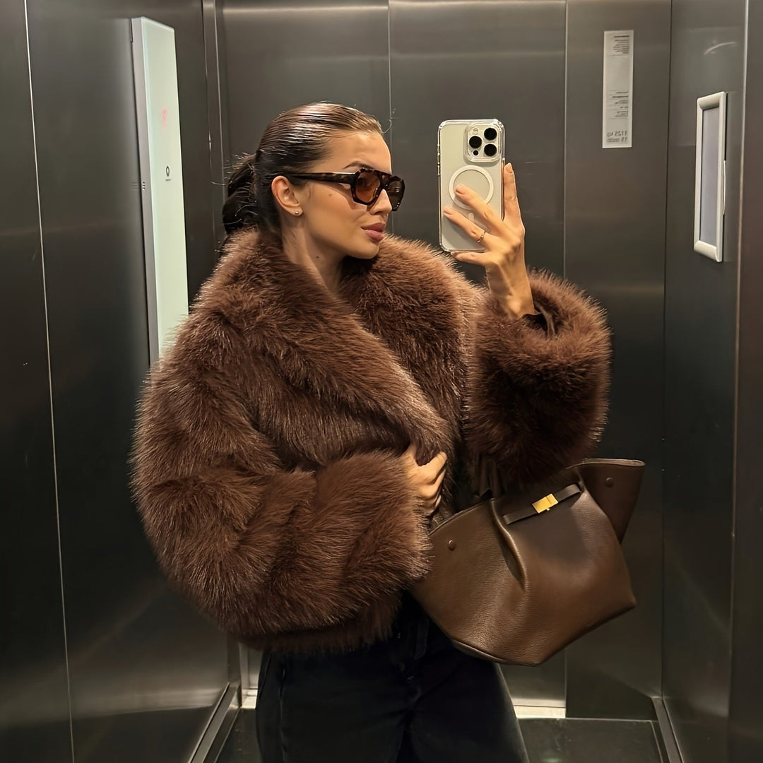 Plush Short Jacket for Women - Cozy Warmth