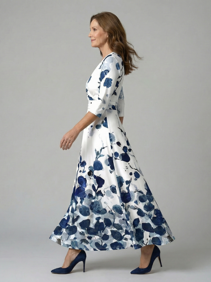 Celine | Midi Dress with Wrap Collar