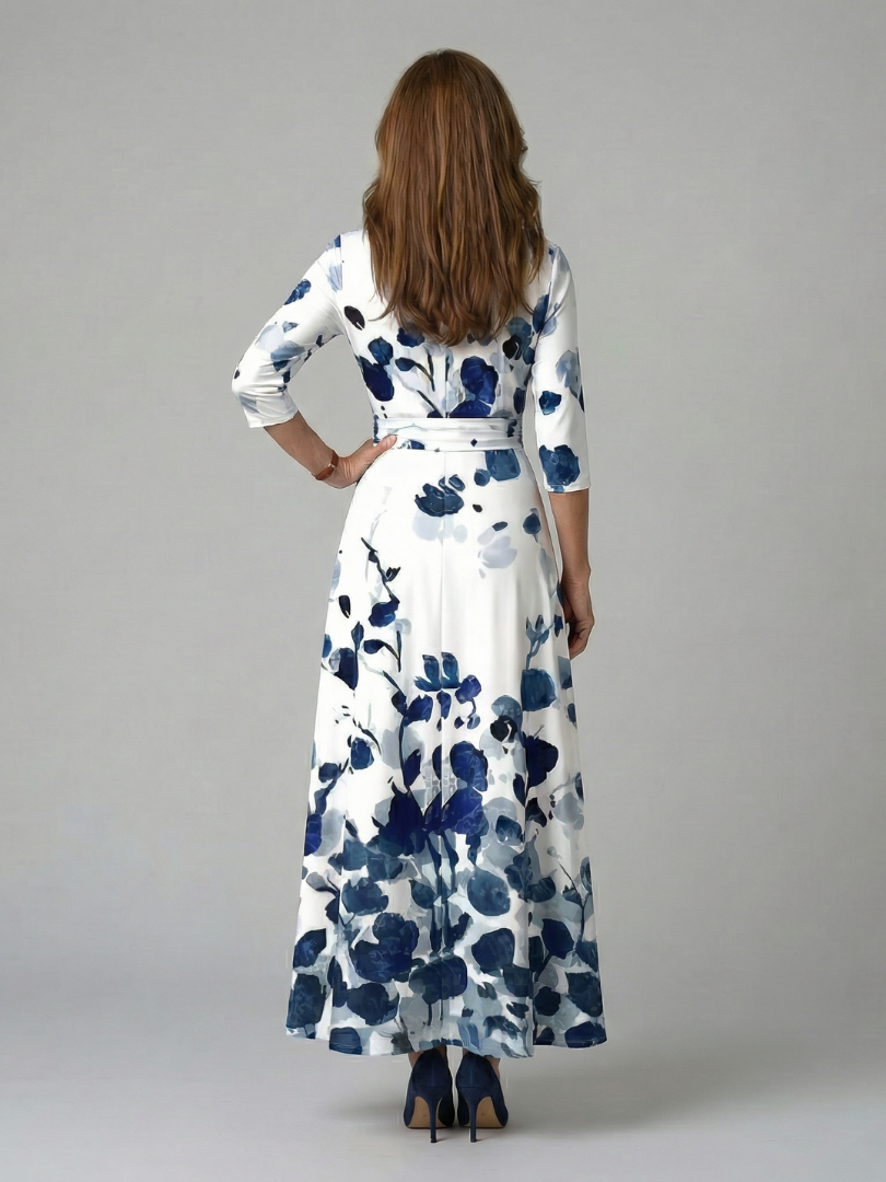Celine | Midi Dress with Wrap Collar