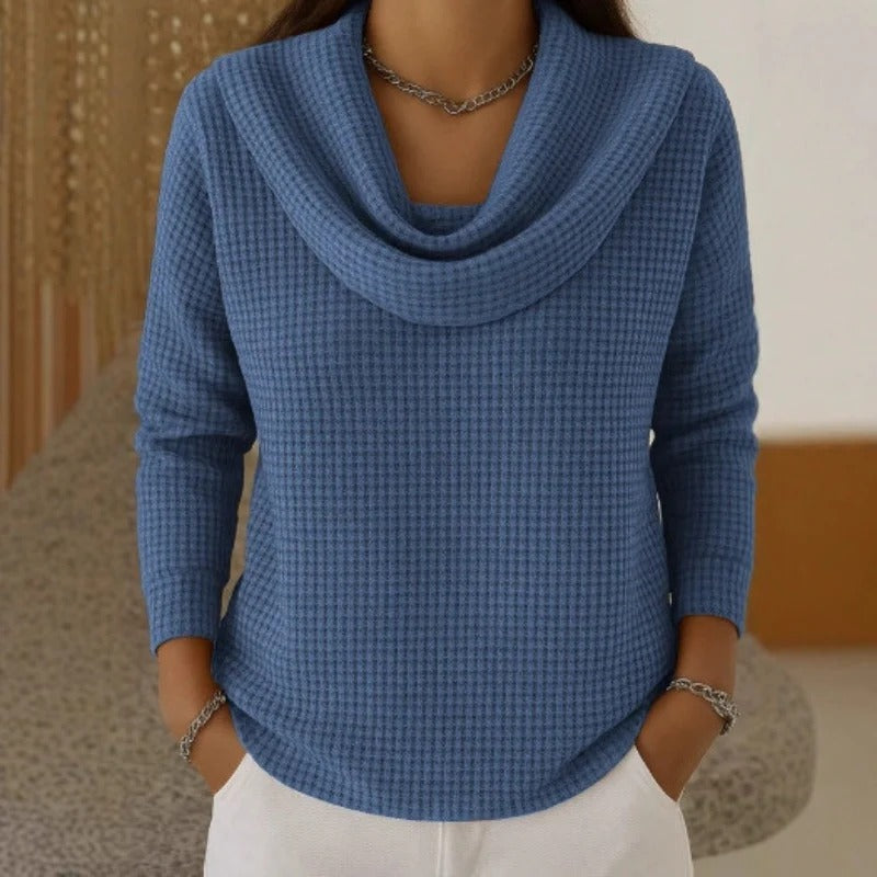 Amber™ Warm Sweater with Elegant Waterfall Neckline