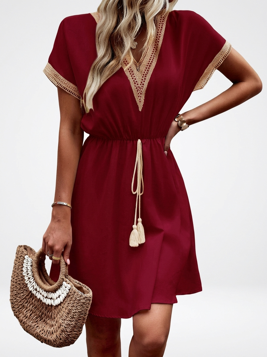 Léa | Boho V-Neck Lace Summer Dress