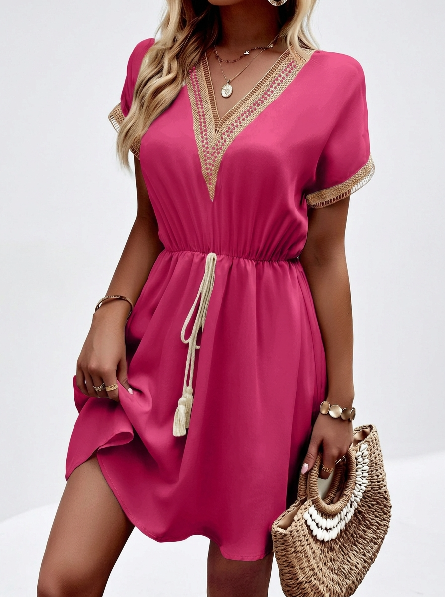 Léa | Boho V-Neck Lace Summer Dress