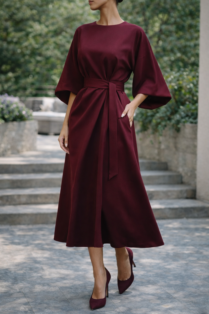 Beatrice™ | Women's Belted Midi Dress