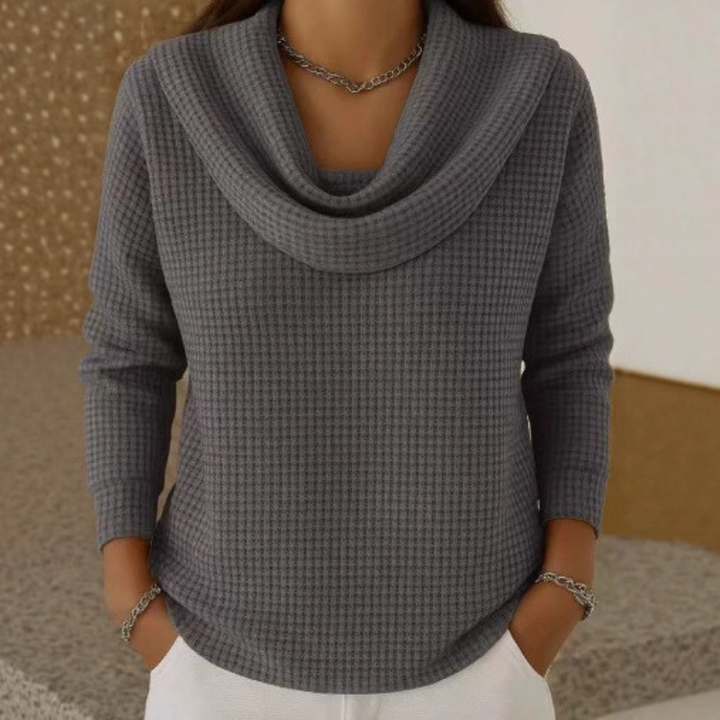 Amber™ Warm Sweater with Elegant Waterfall Neckline