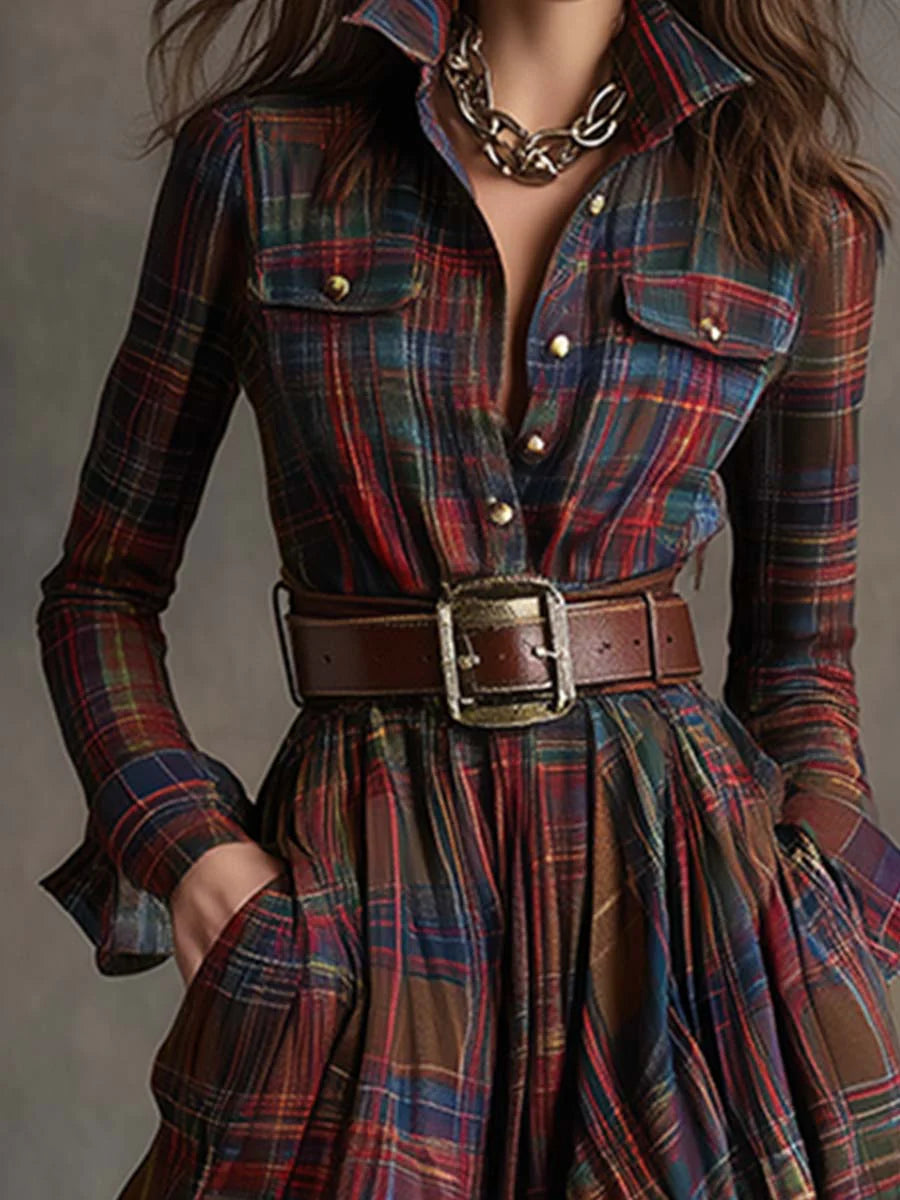 Highland Muse™ | Vintage Plaid Maxi Dress