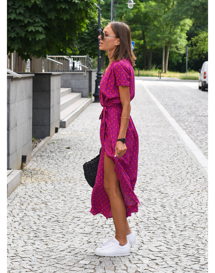 Tzahalit™ | Elegant Floral V Dress