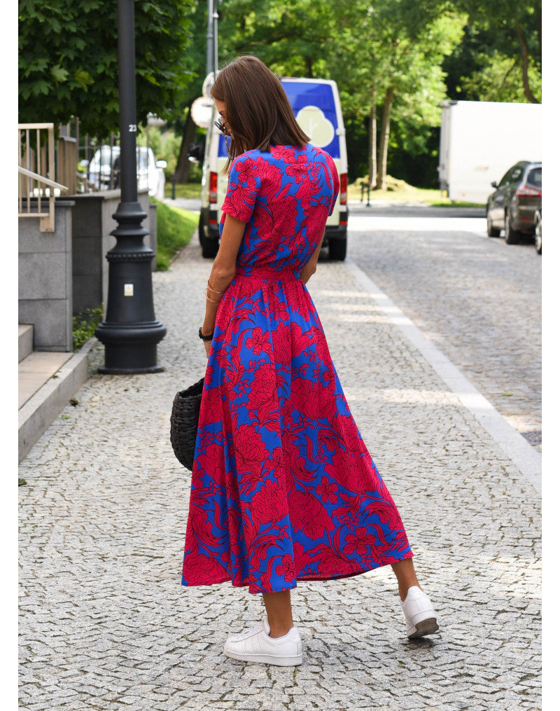 Tzahalit™ | Elegant Floral V Dress