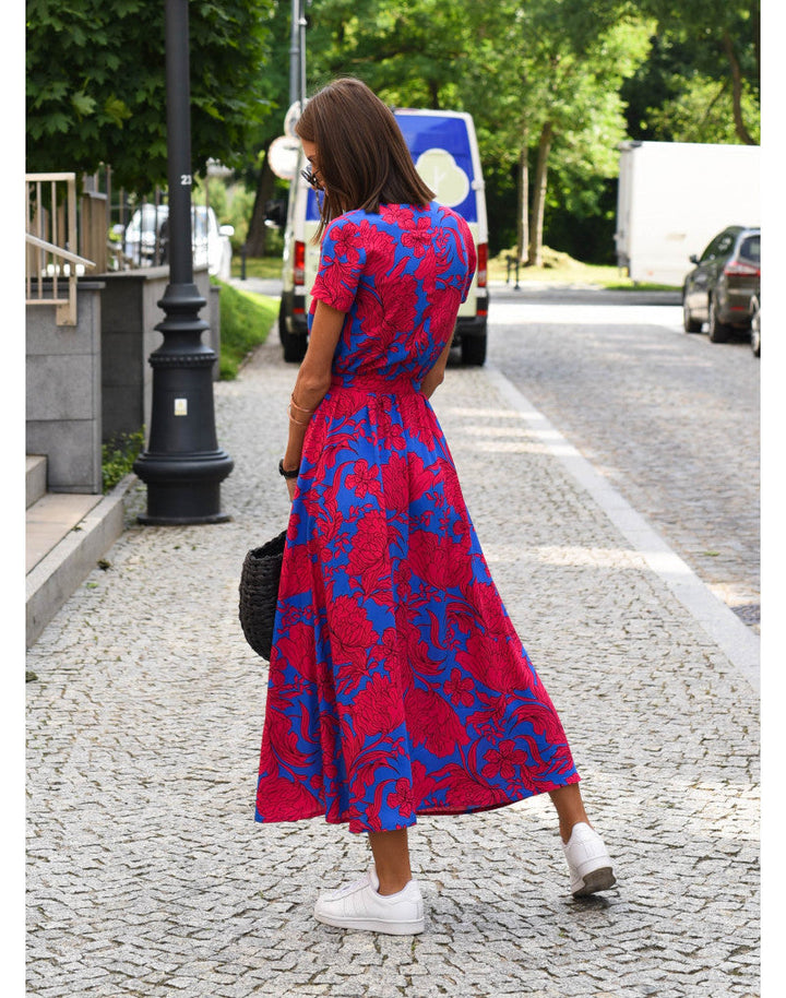 Tzahalit™ | Elegant Floral V Dress