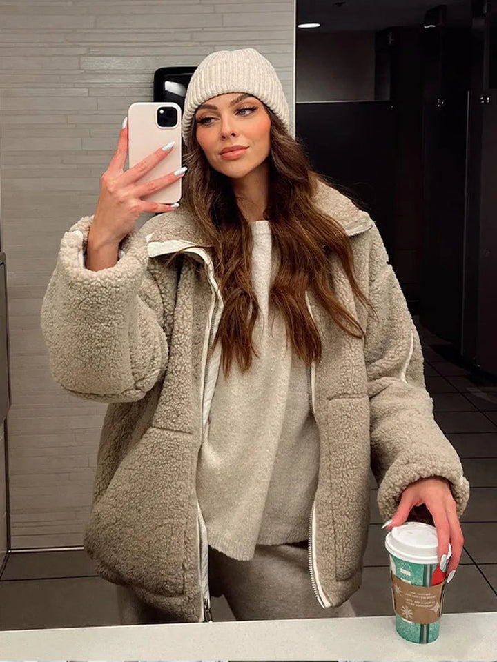 Sarah | Teddy Coat with Zipper