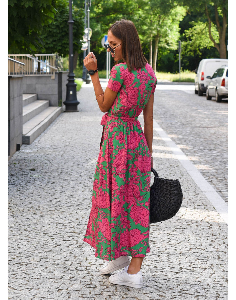 Tzahalit™ | Elegant Floral V Dress