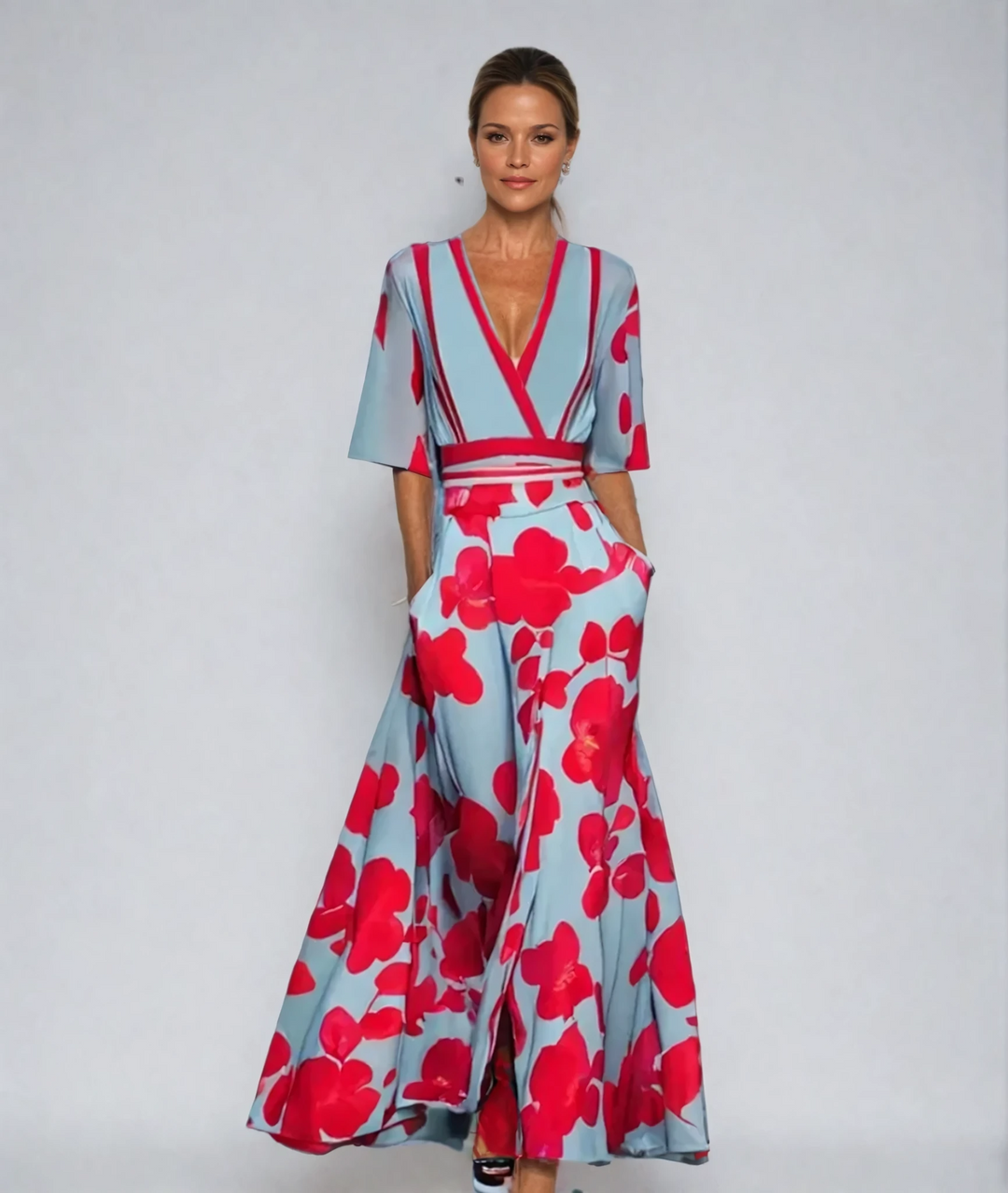 Eliana™ | Elegant A-Line Floral Dress