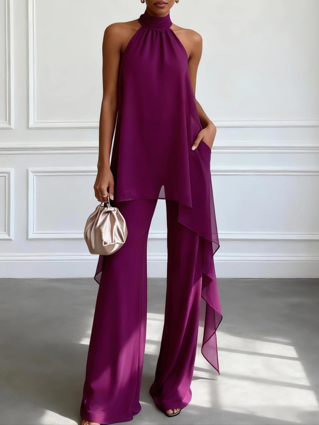 Viola | Elegant Halter Suit with Pants