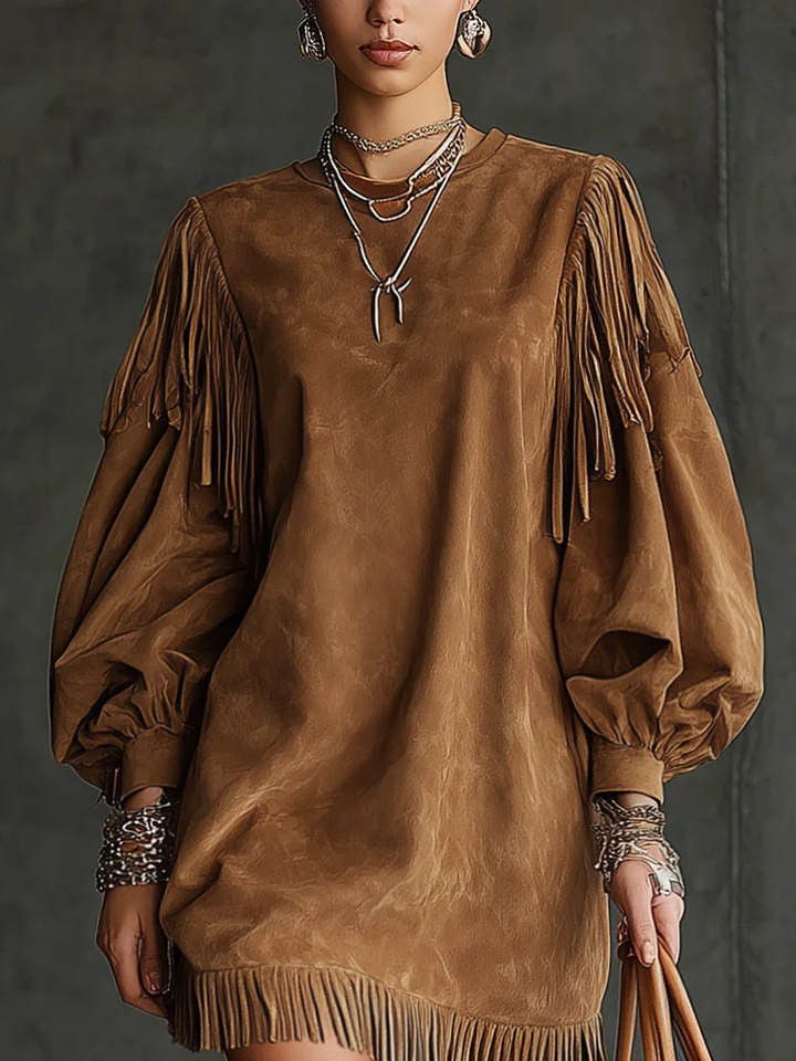 Aurelia Fringe™ | Vintage Suede Mini Dress
