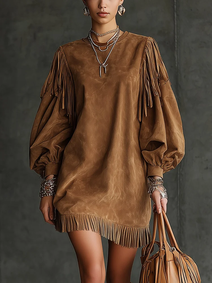 Aurelia Fringe™ | Vintage Suede Mini Dress
