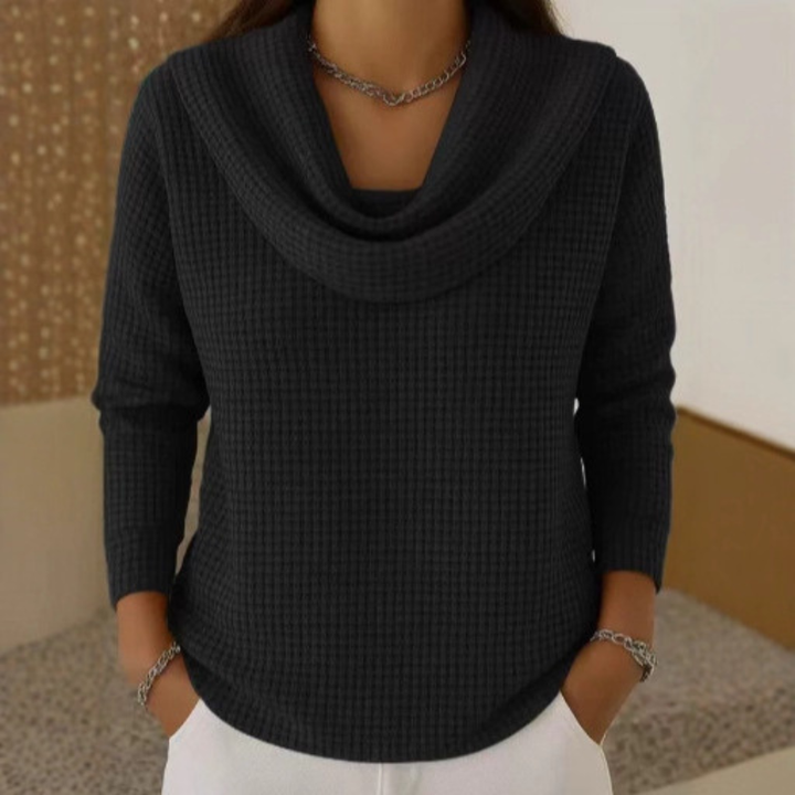 Amber™ Warm Sweater with Elegant Waterfall Neckline